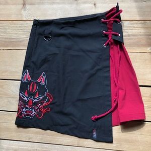 IY Black & Red Kitsune Laceup Keychain Skirt